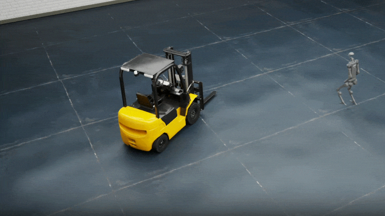Robot moving through simulation