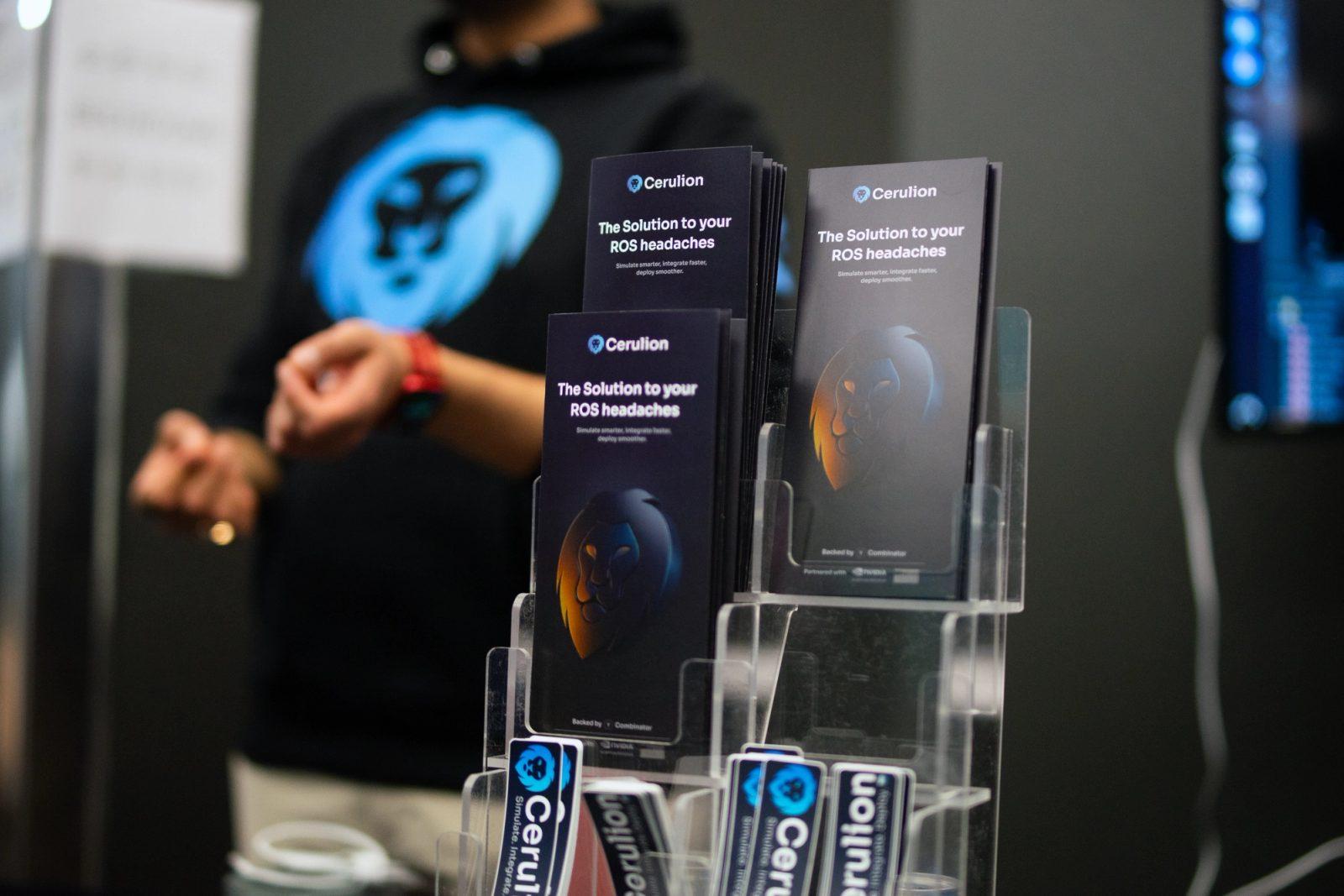 Cerulion brochures titled The Solution to your ROS headaches in a stand at the booth